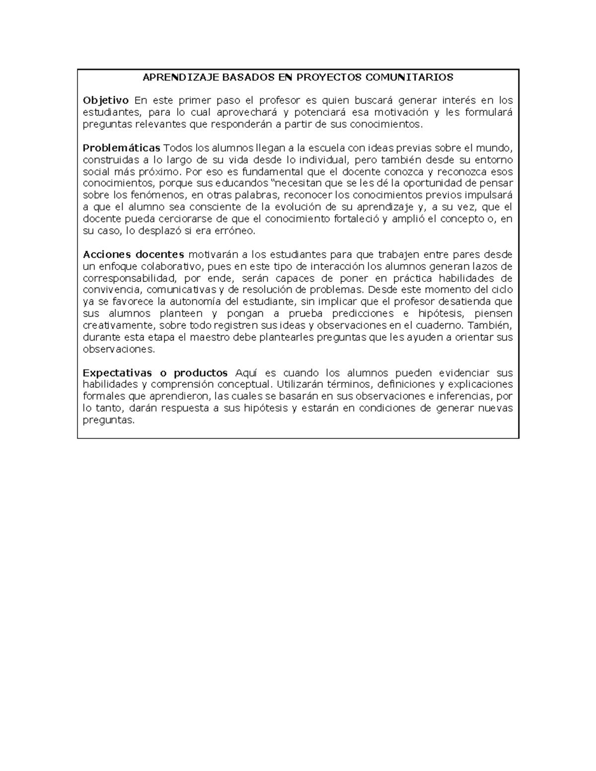 Aprendizaje Basados EN Proyectos Comunitarios - APRENDIZAJE BASADOS EN ...