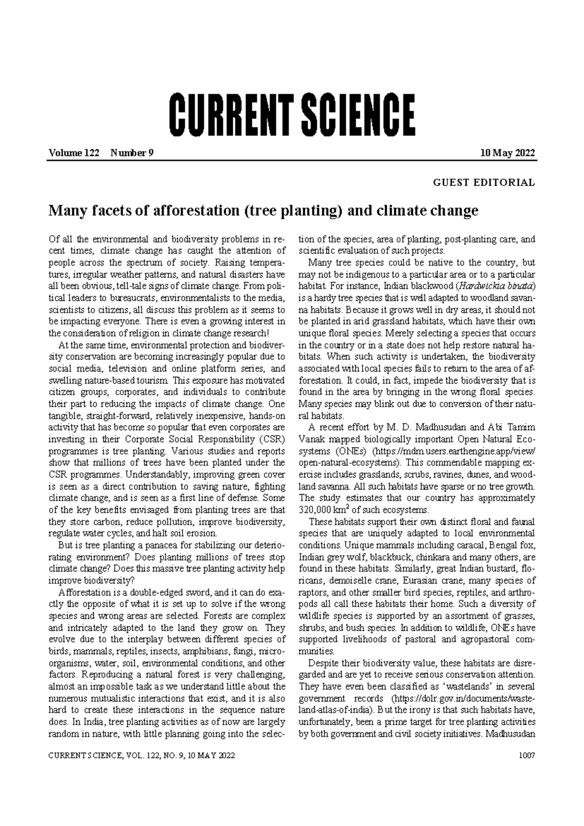 Ebsco Full Text 2024 04 04 - CURRENT SCIENCE, VOL. 122, NO. 9, 10 MAY ...