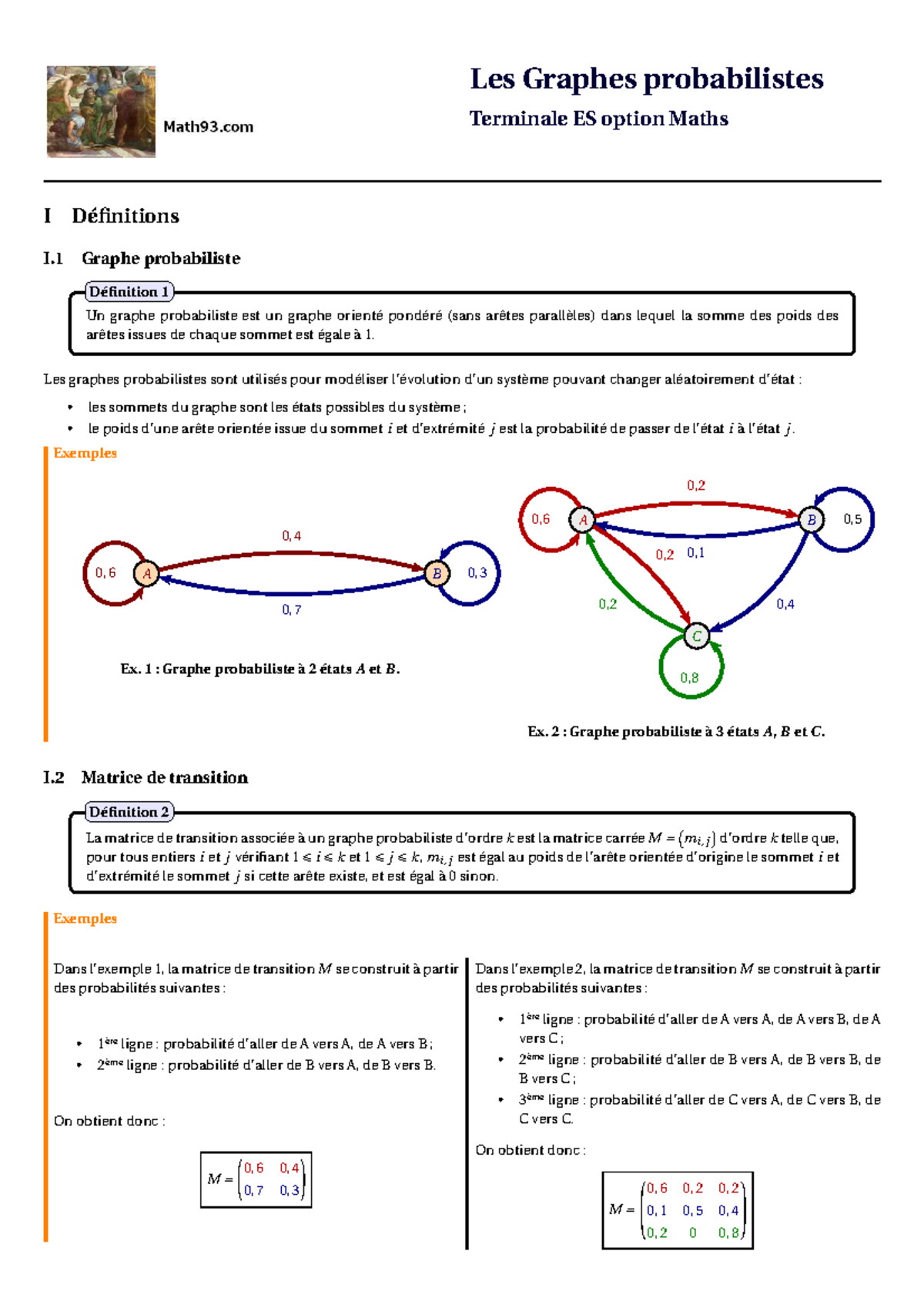 Recherche Opérationnelle - Les Graphes probabilistes Terminale ES ...
