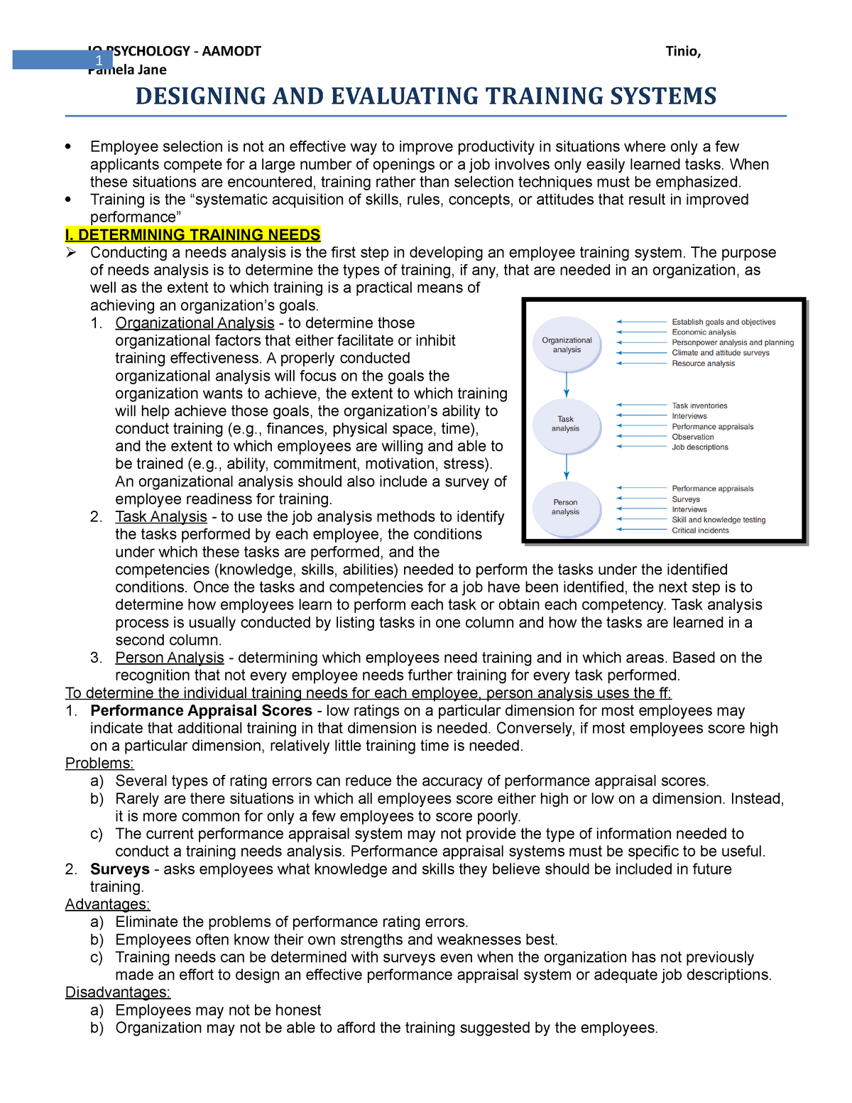 IO Psych Reviewer - IO PSYCHOLOGY AAMODT 1 Pamela Jane Tinio, DESIGNING ...