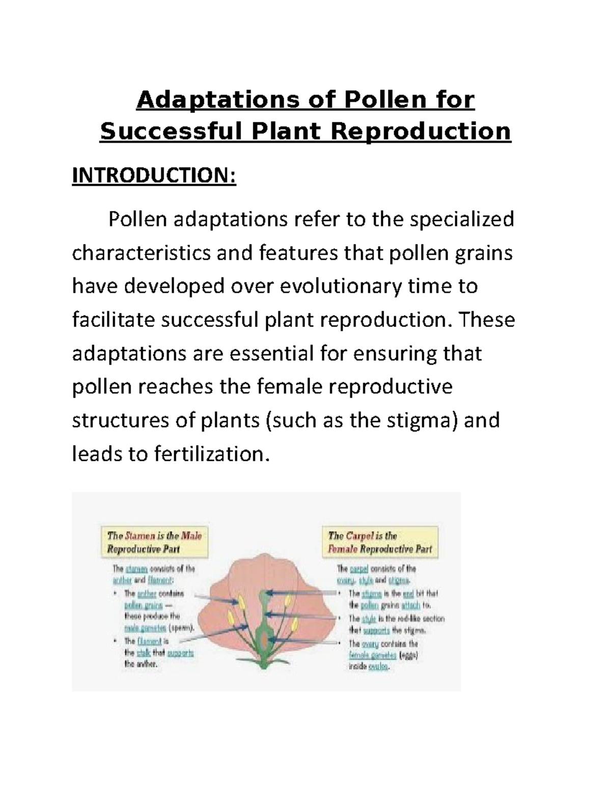 Adaptation - These adaptations are essential for ensuring that pollen ...