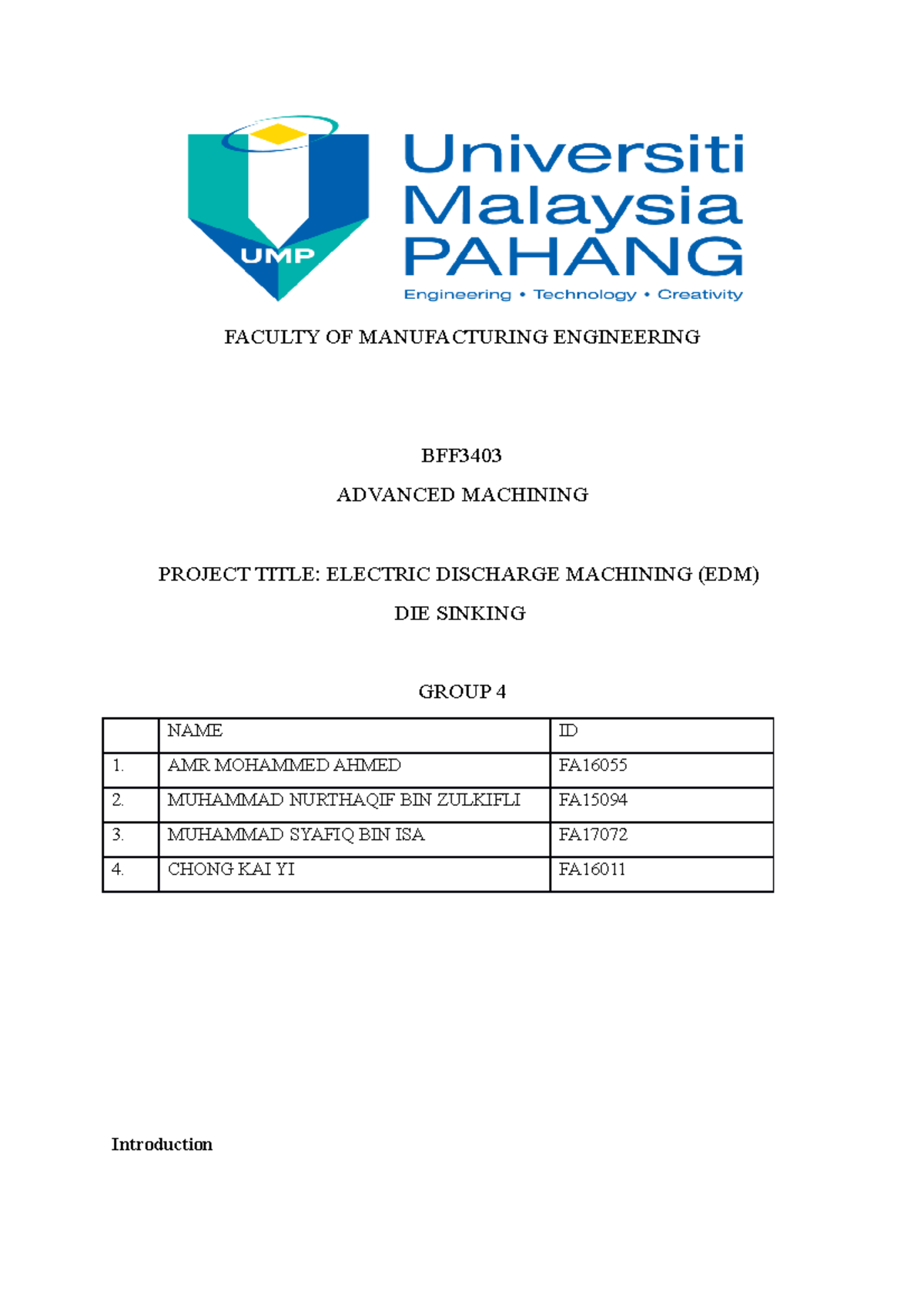 Edm wire cut - advanced machining - FACULTY OF MANUFACTURING ...