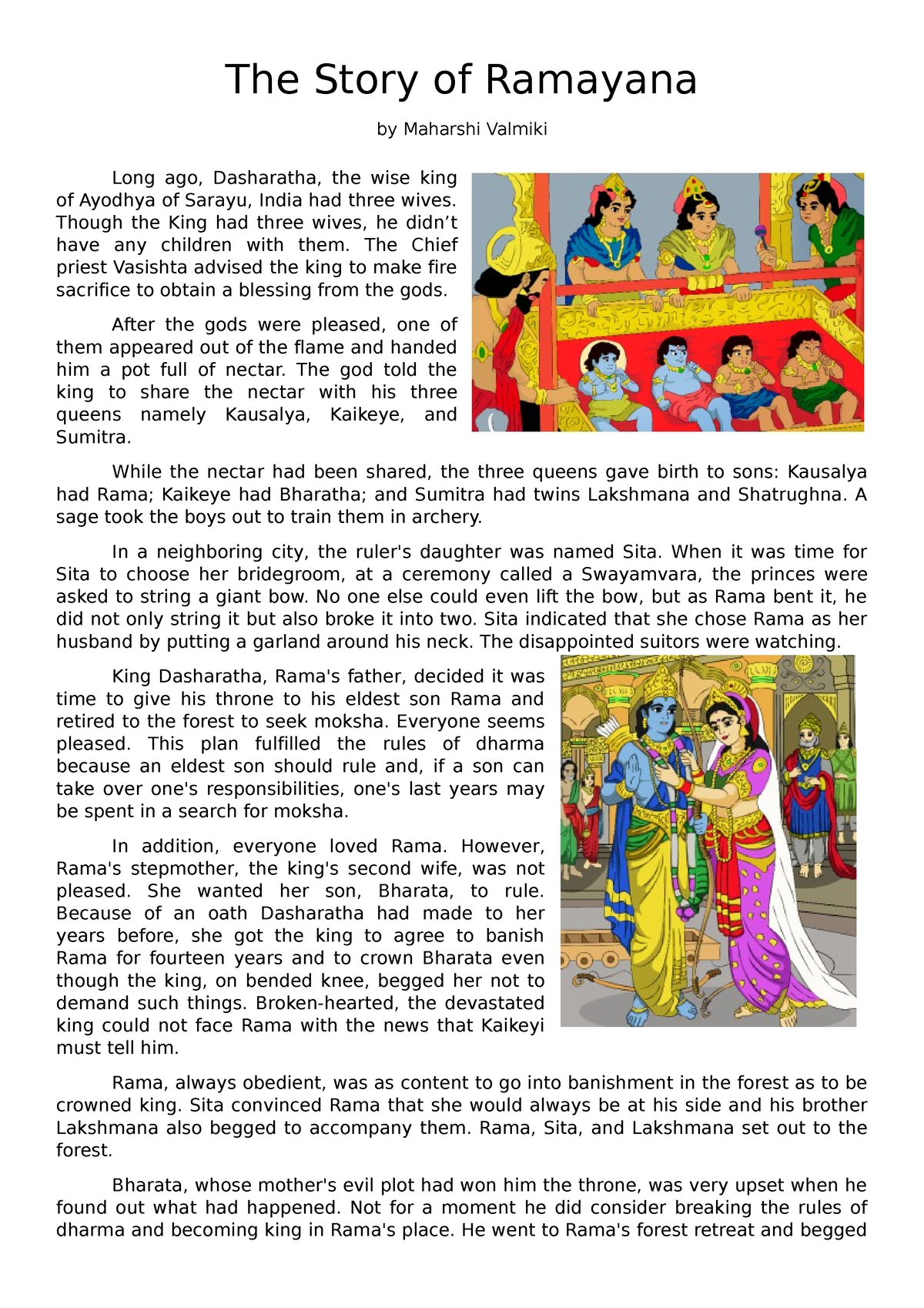 The Story of Ramayana - Though the King had three wives, he didn’t have ...