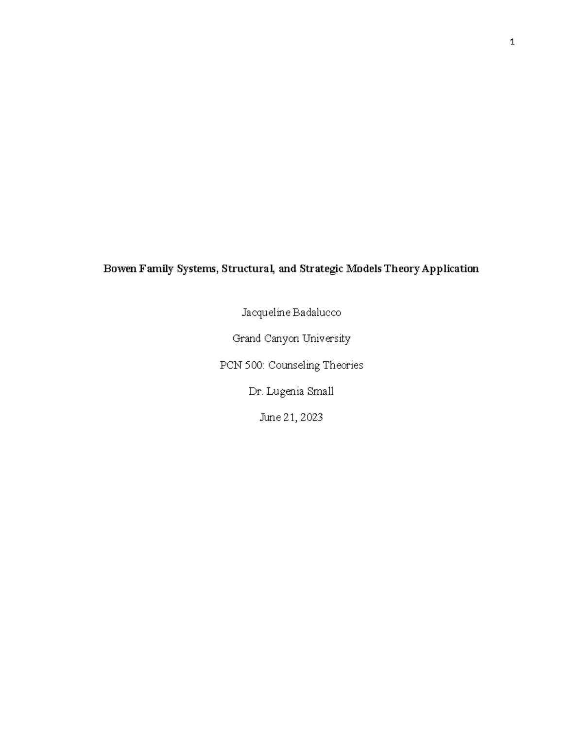 PCN 500 Bowen, Structural and Strategic Models - Bowen Family Systems ...