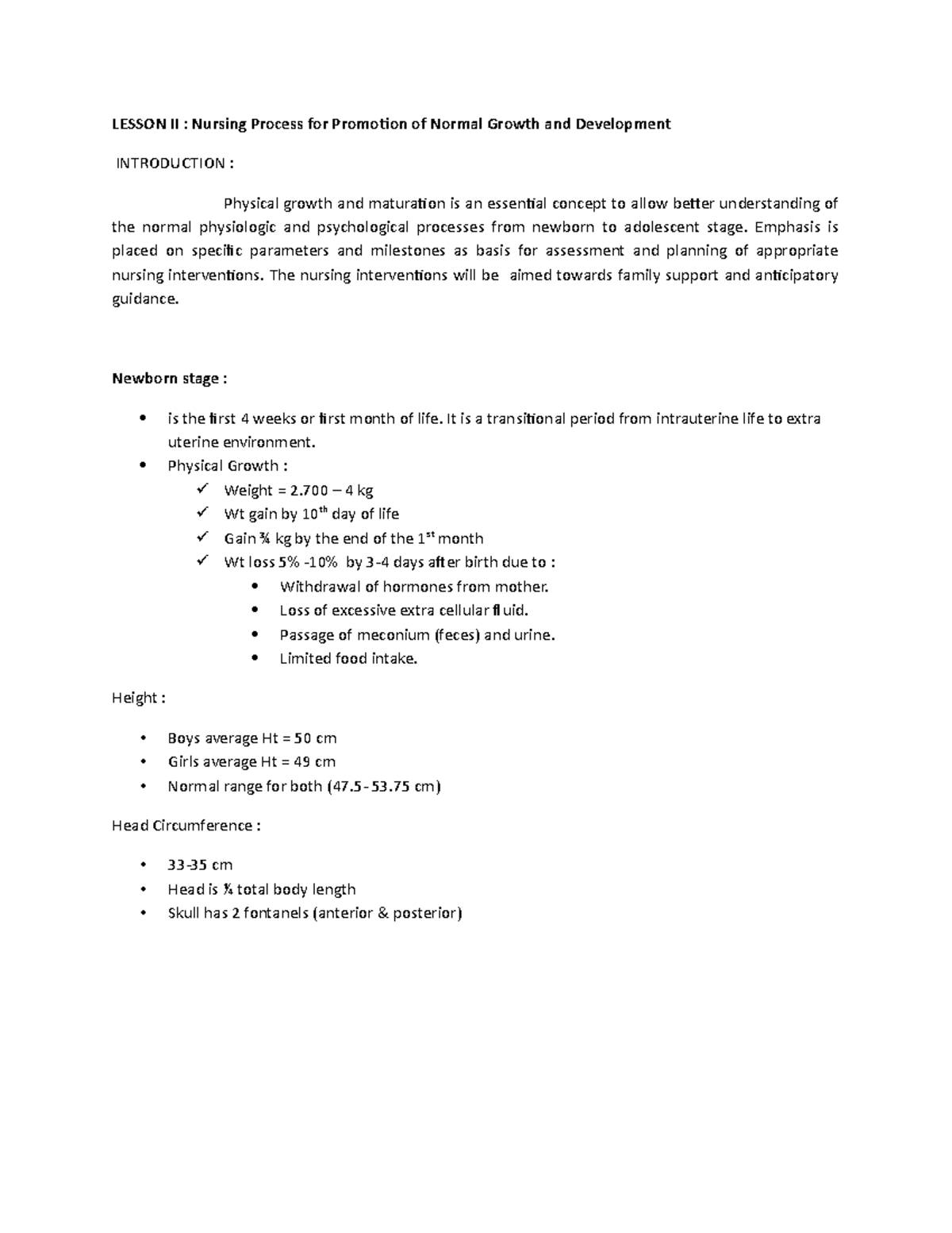 Lesson II Nursing Process for Promotion of Normal Growth and ...