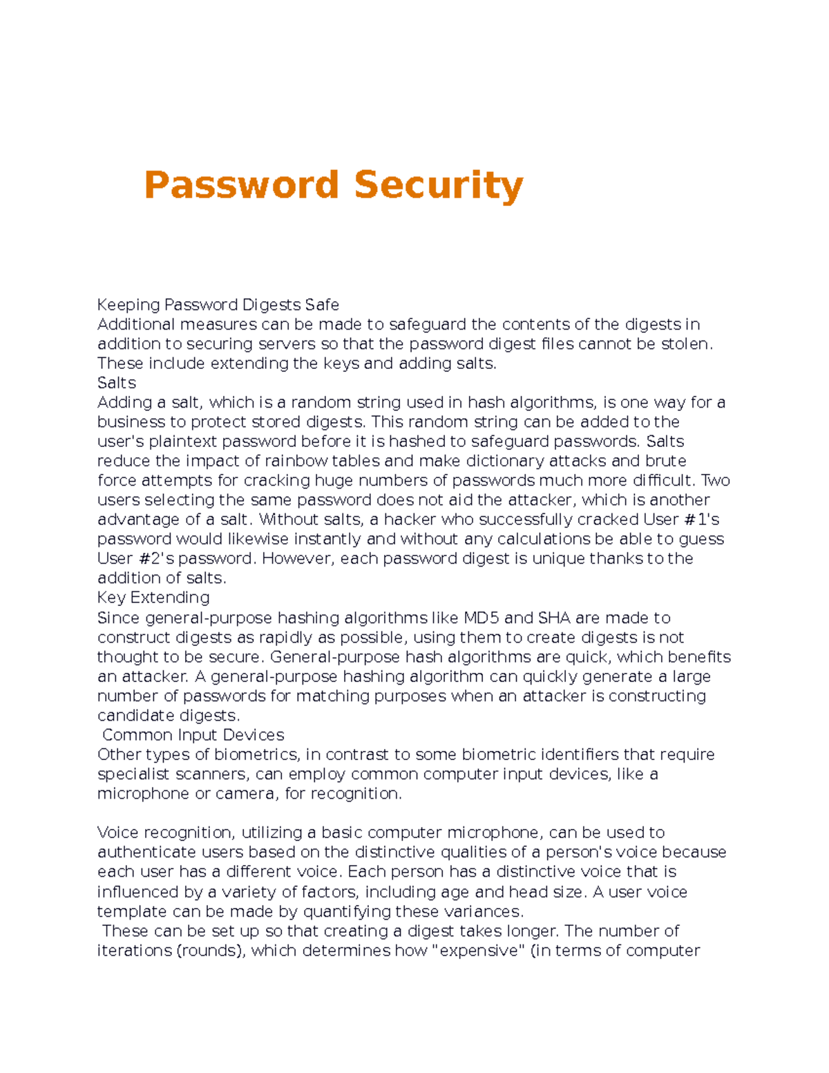 Password security Password Security Keeping Password Digests Safe