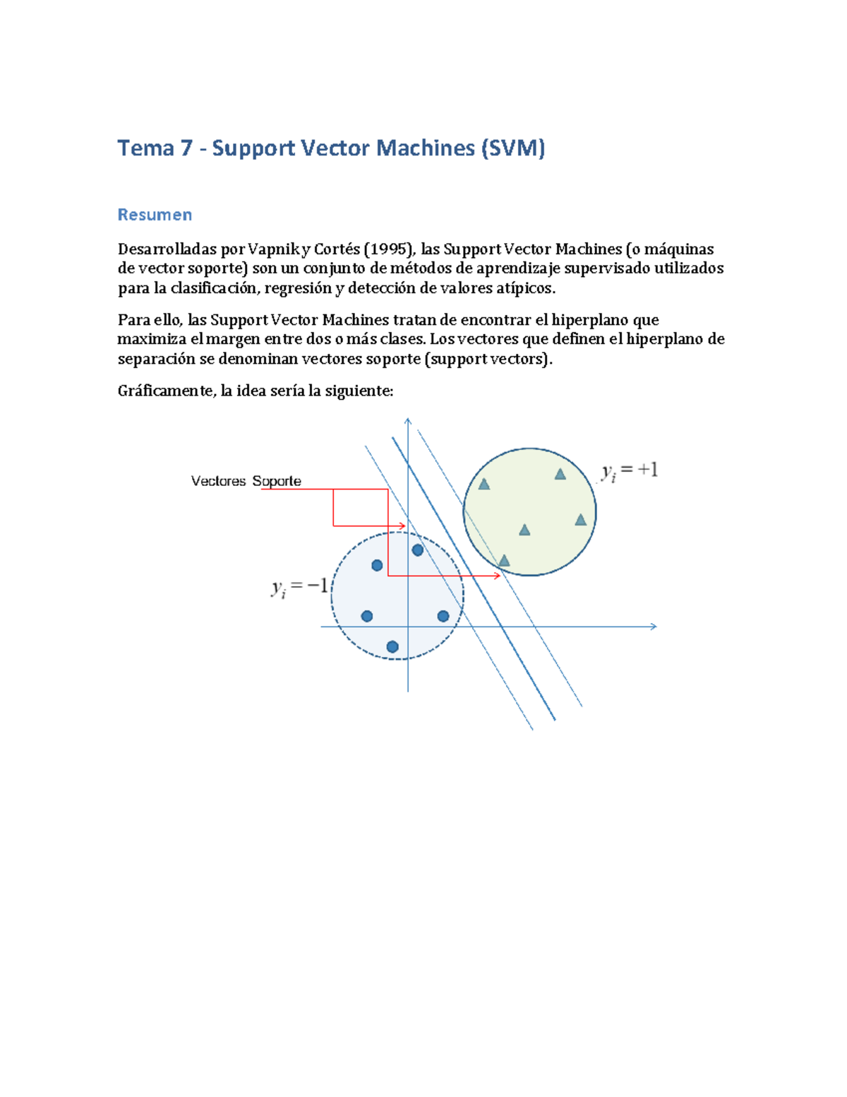 Tema 7 - Support Vector Machines - Para ello, las Support Vector ...
