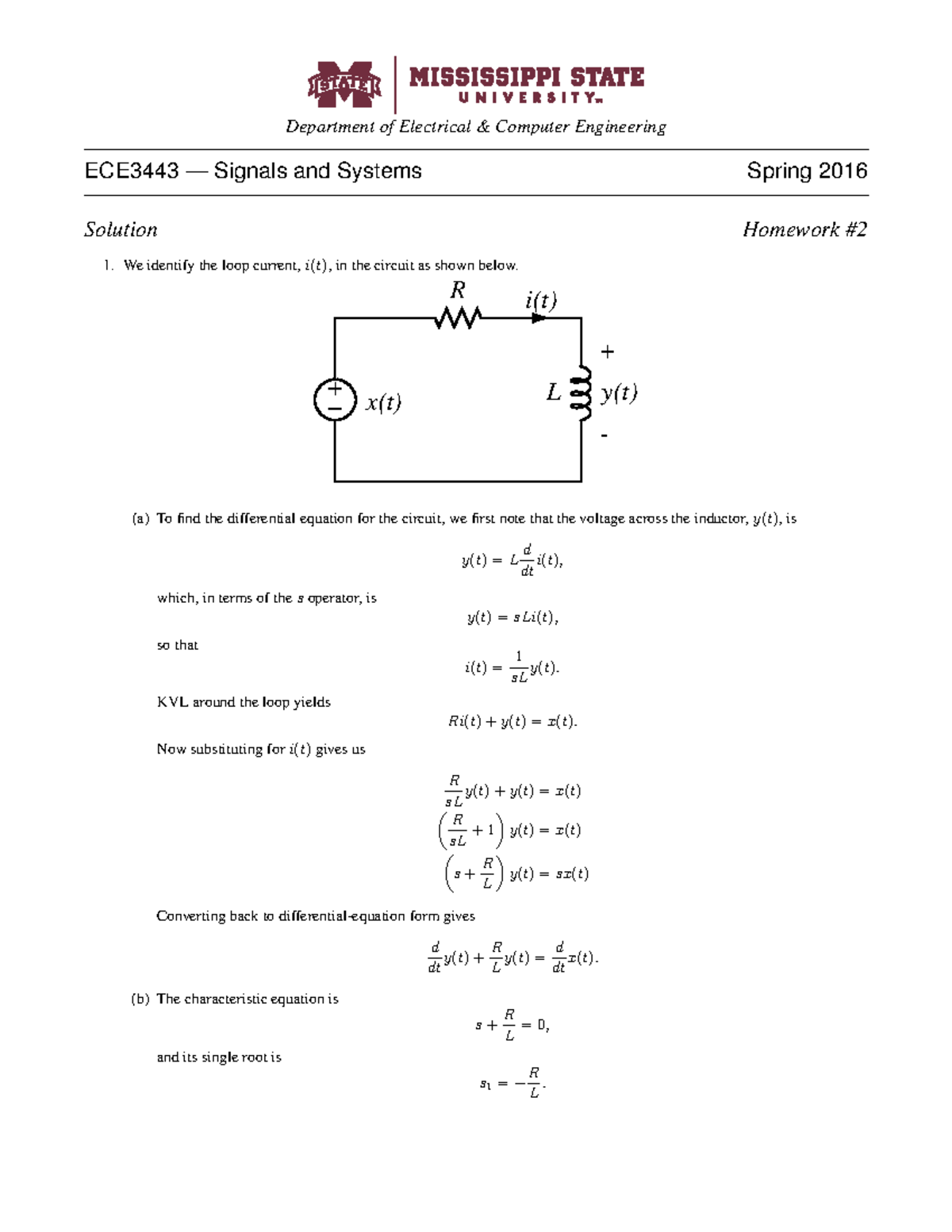 Homework 2 solutions - Signals and Systems - Department of Electrical ...