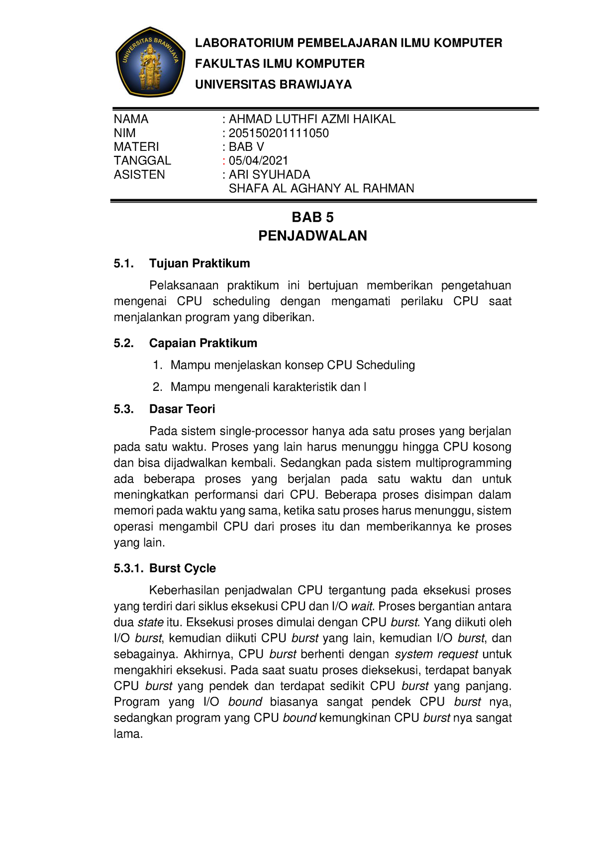 Sistem Operasi Bab 5 - LABORATORIUM PEMBELAJARAN ILMU KOMPUTER FAKULTAS ...