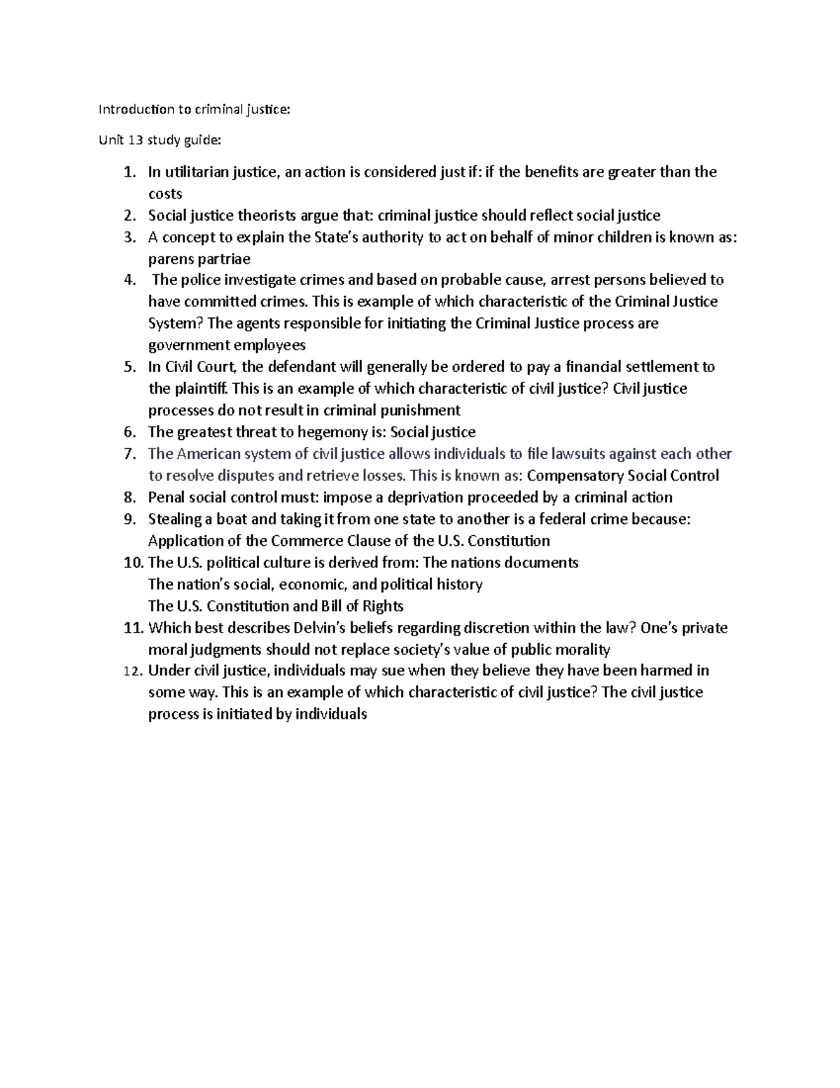 Intro to criminal justice unit 13 study guide - Introduction to ...