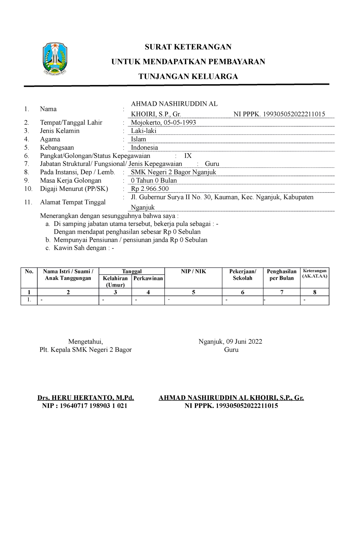 Suket Model Dk Surat Keterangan Surat Keterangan Untuk Mendapatkan Pembayaran Tunjangan 