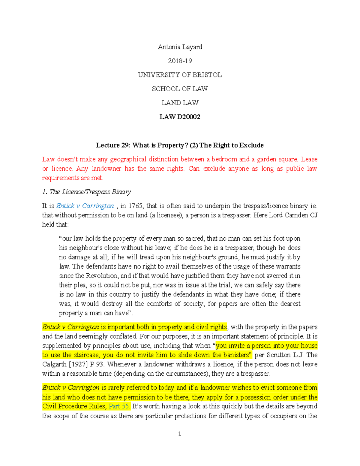 040319 What is Property (2)Right to Exclude Antonia Layard 2018