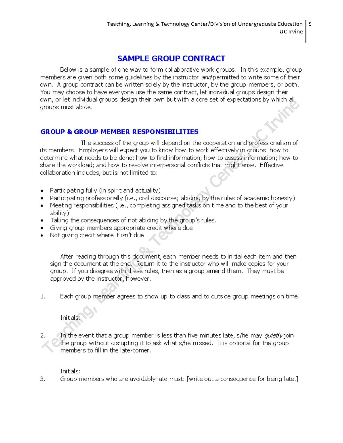 Examplegroupcontract - Teaching, Learning & Technology Center/Division ...