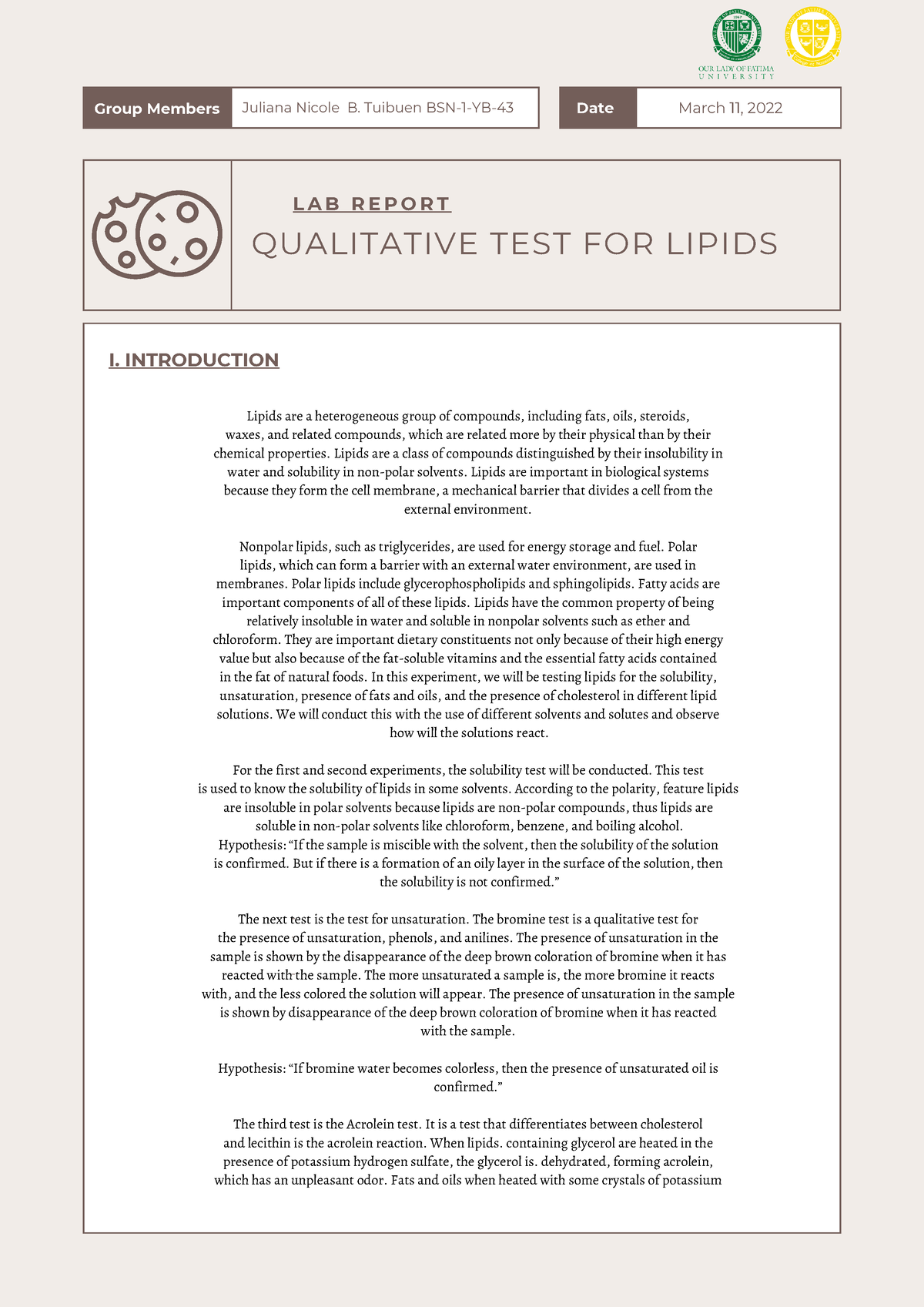 What Is The Purpose Of Solubility Test In Lipids