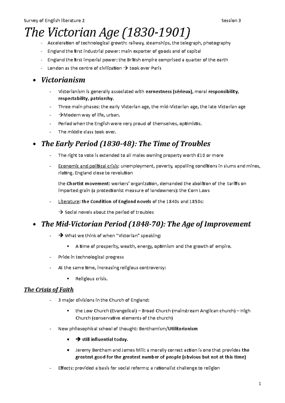 Session 3 The Victorian Age Survey of English literature 2 Session