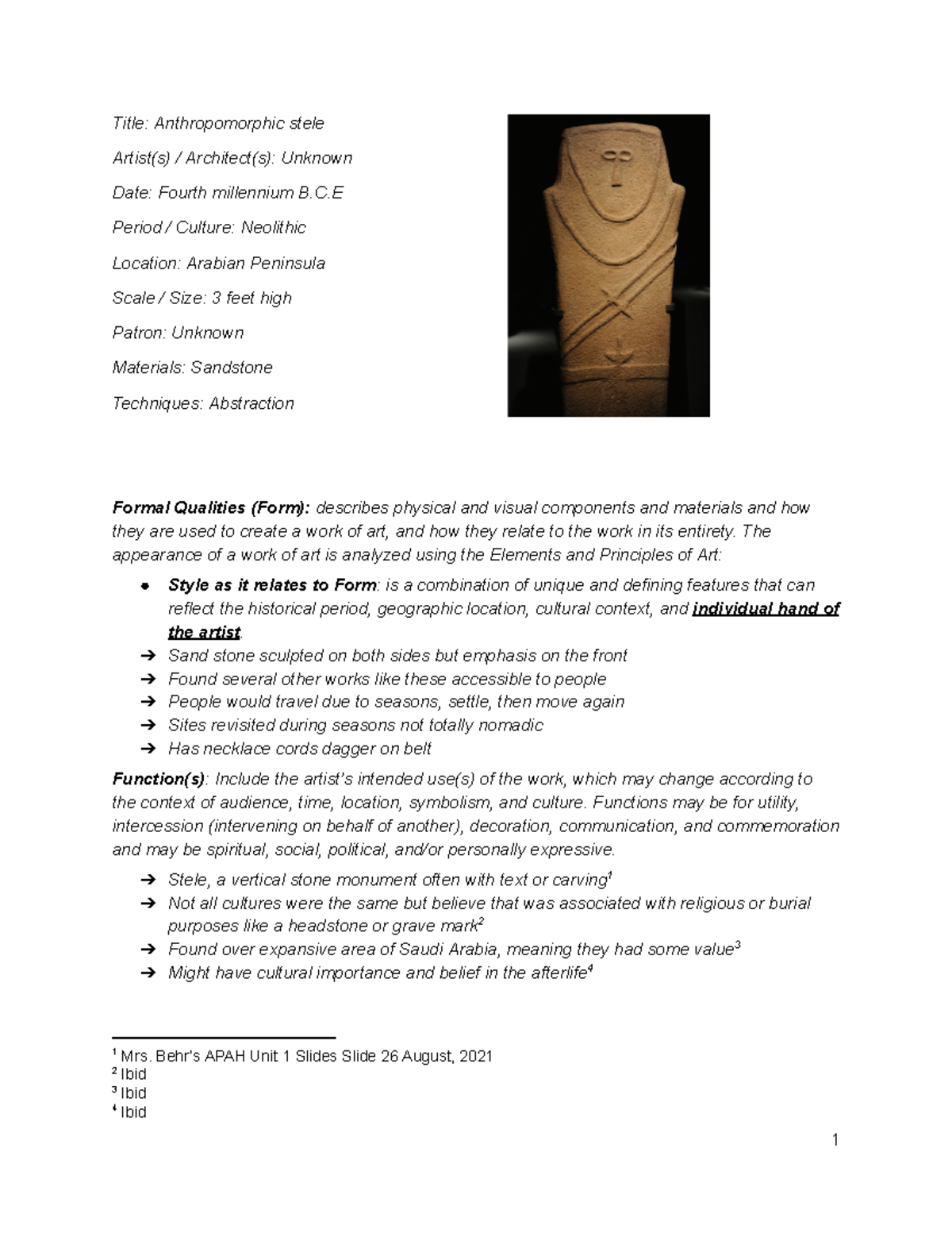 APAH Study Guide Template ~ Global Prehistory #6-11 - Title ...