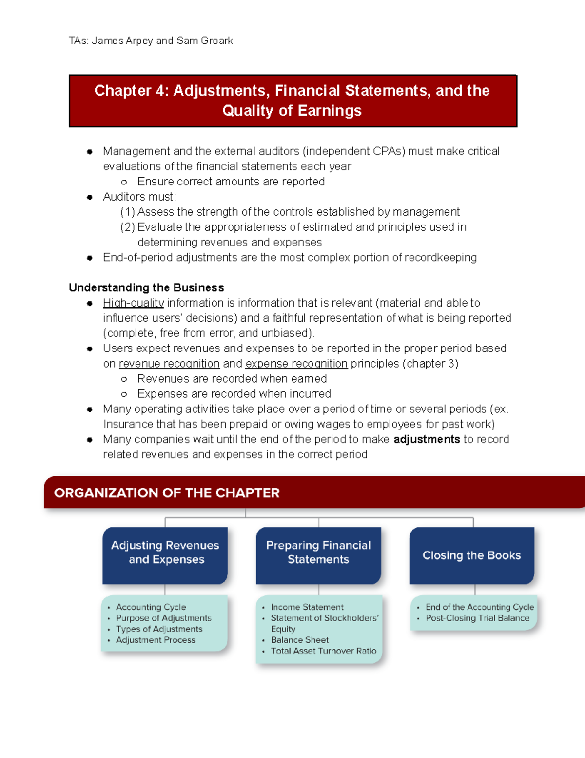 Chapter 4 Outline - Chapter 4: Adjustments, Financial Statements, And ...