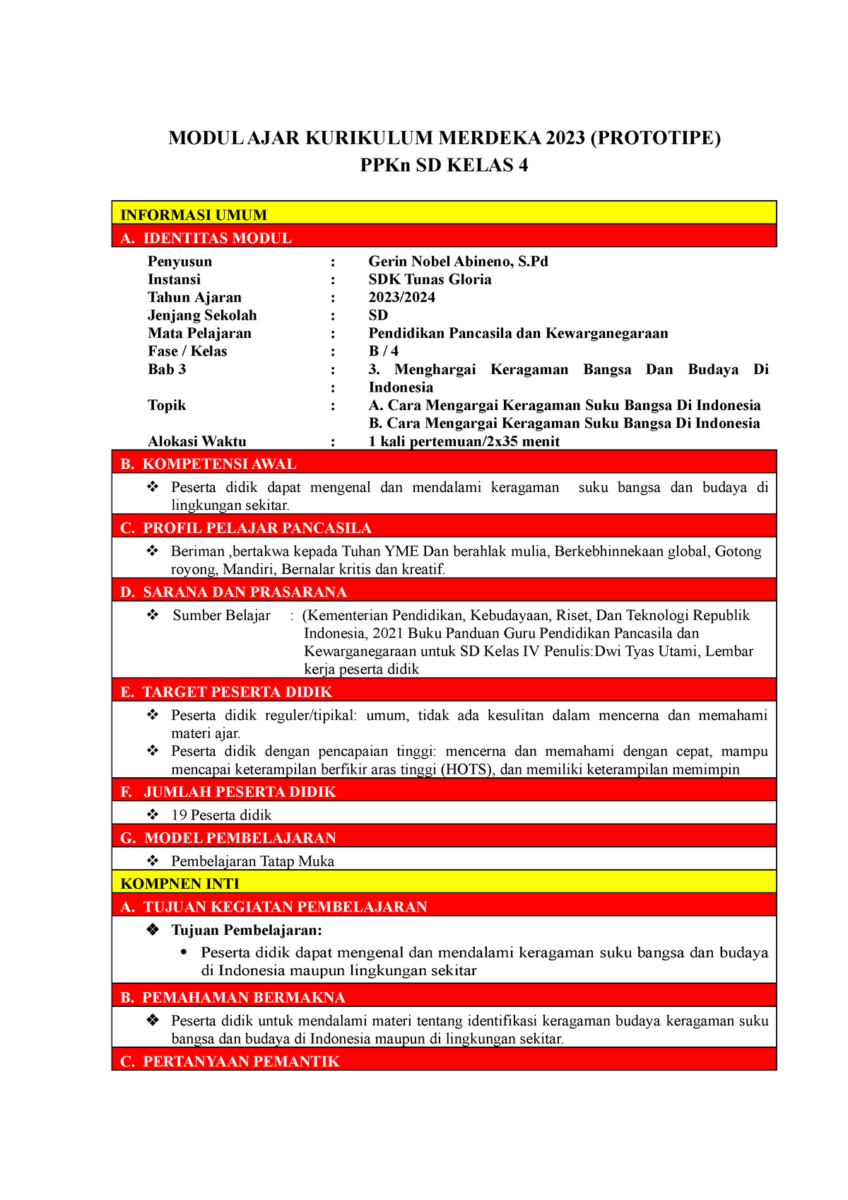 Modul AJAR Kurikulum Merdeka 2023 - MODUL AJAR KURIKULUM MERDEKA 2023 ...