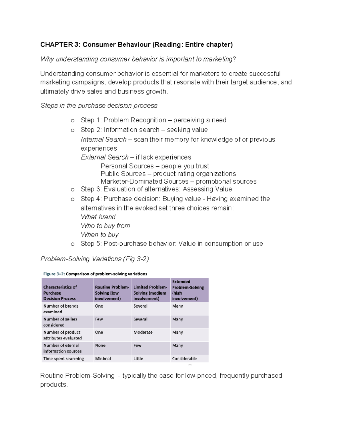 Chapter 3 Reviewer - CHAPTER 3: Consumer Behaviour (Reading: Entire ...