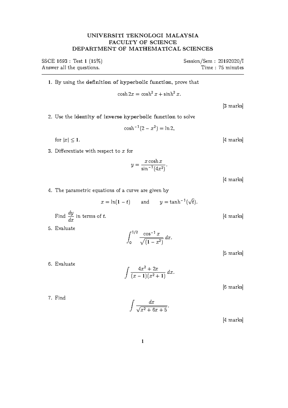 Sample Test 1 SSCE1693 2019 20201 - UNIVERSITI TEKNOLOGI MALAYSIA ...