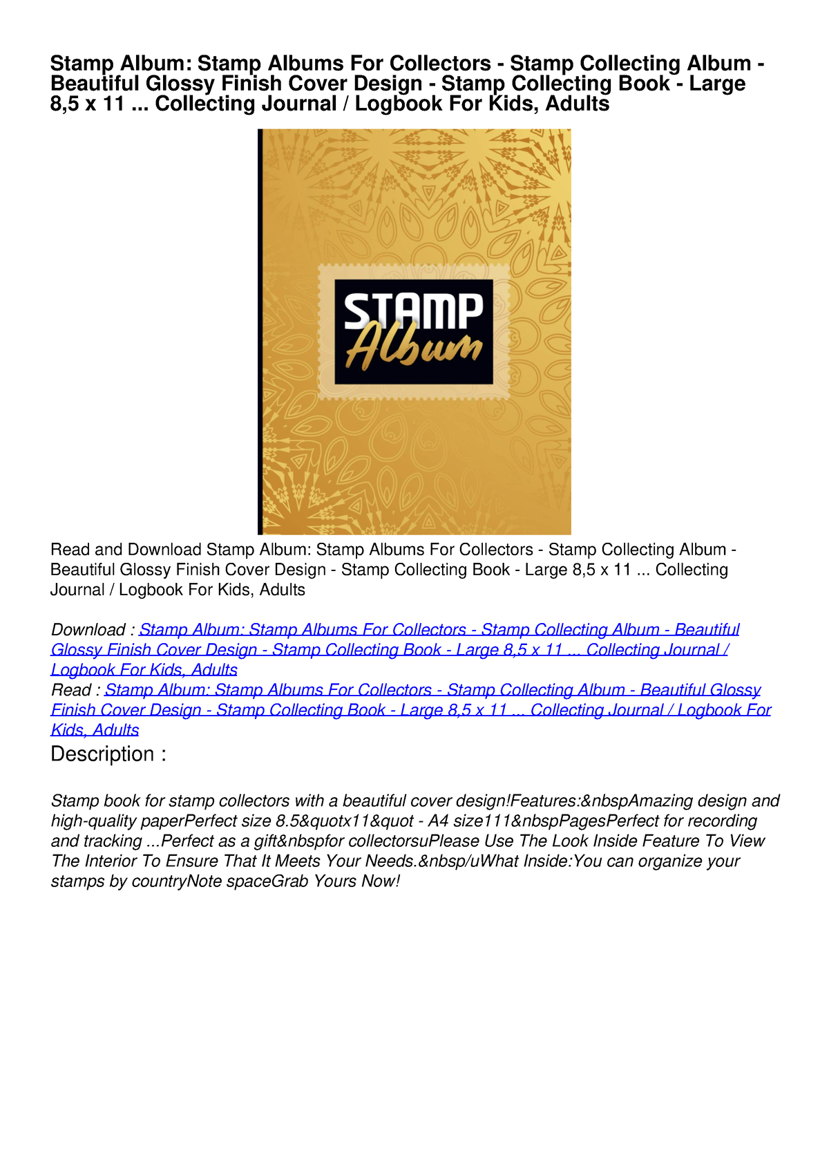 [PDF READ ONLINE] Stamp Album: Stamp Albums For Collectors - Stamp ...
