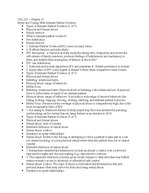 CSL 227 - Chapter 11 Notes - CSL 227 Chapter 11: Economic Stress and ...