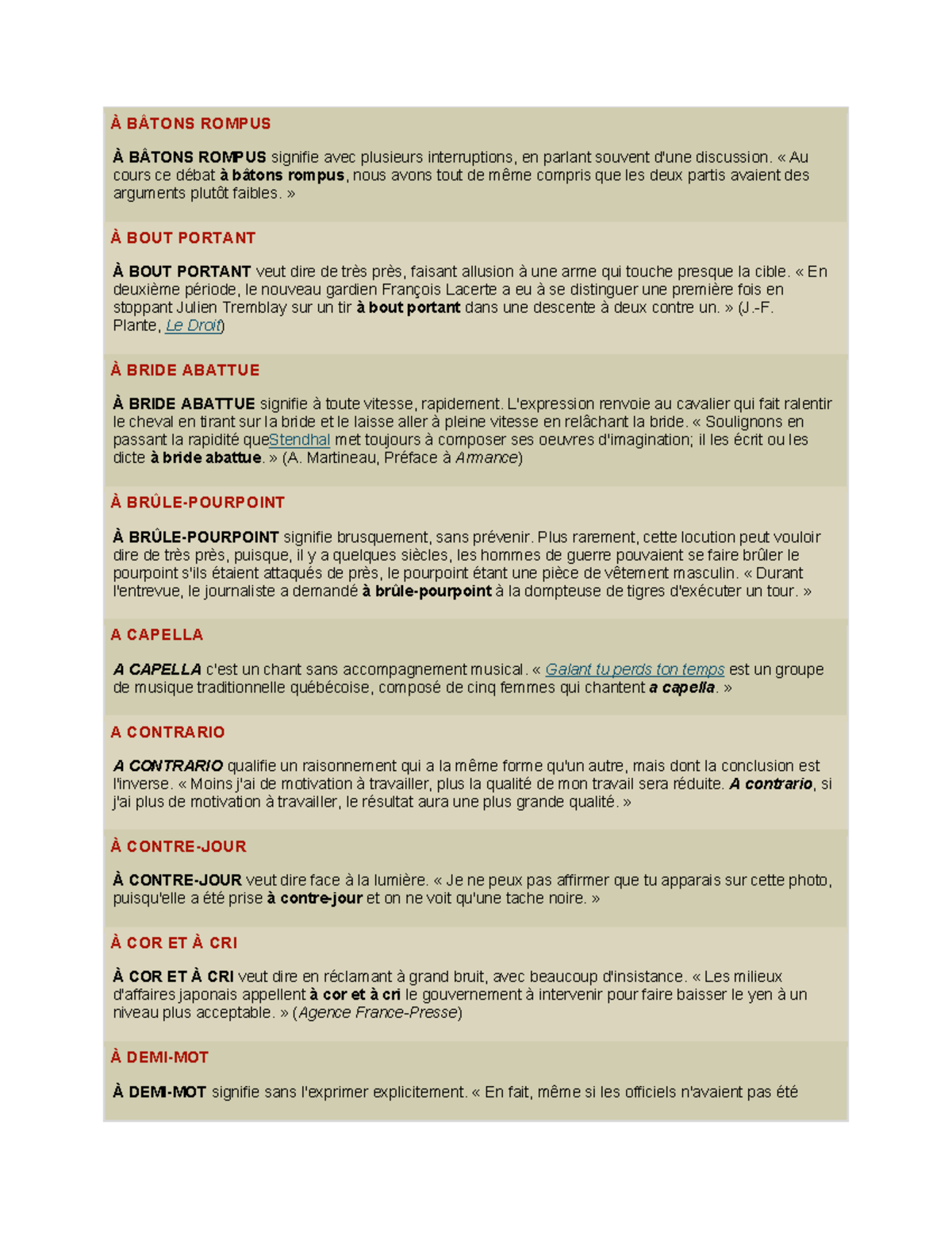 Tecfée - Expressions - À BÂTONS ROMPUS À BÂTONS ROMPUS signifie avec ...
