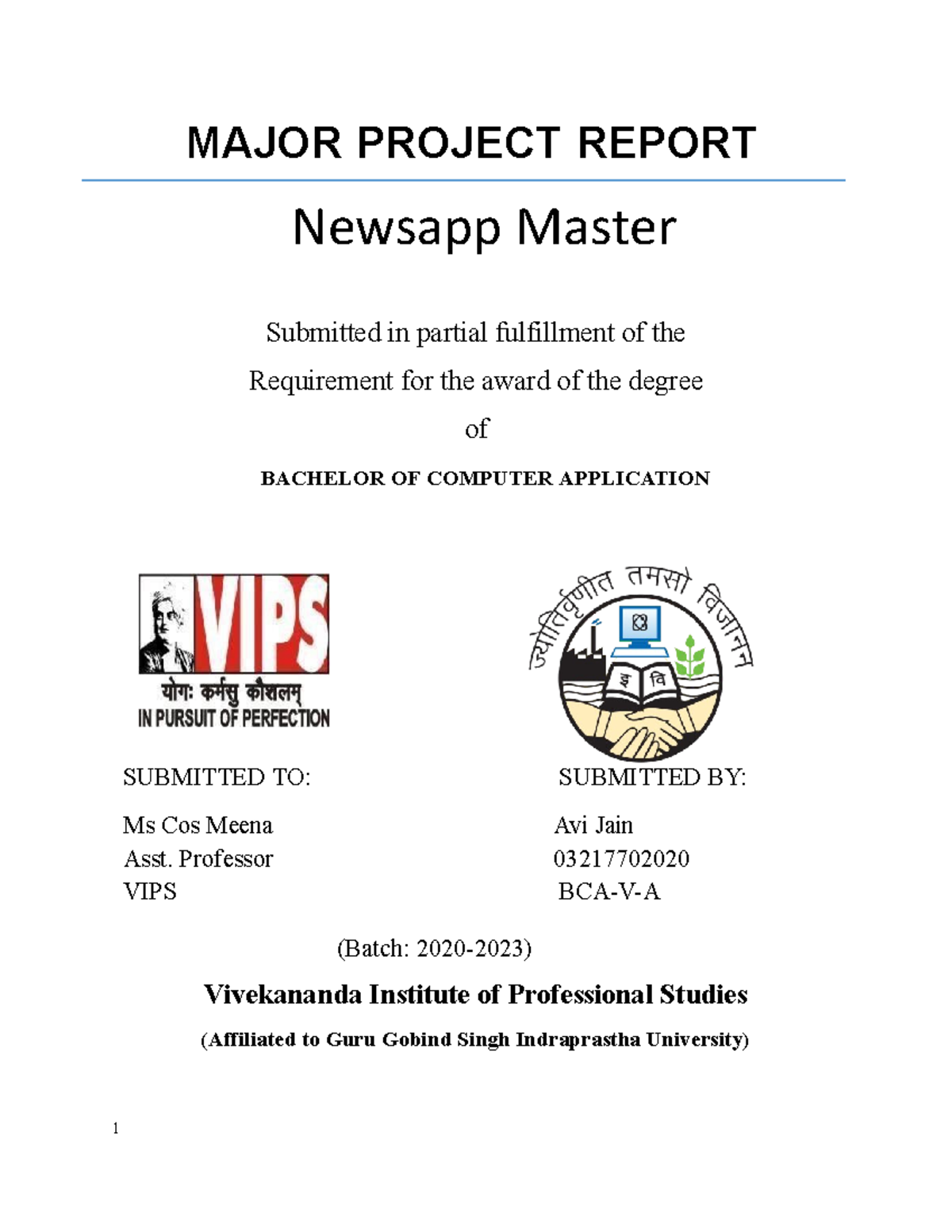 Major - 1 MAJOR PROJECT REPORT Newsapp Master Submitted in partial ...