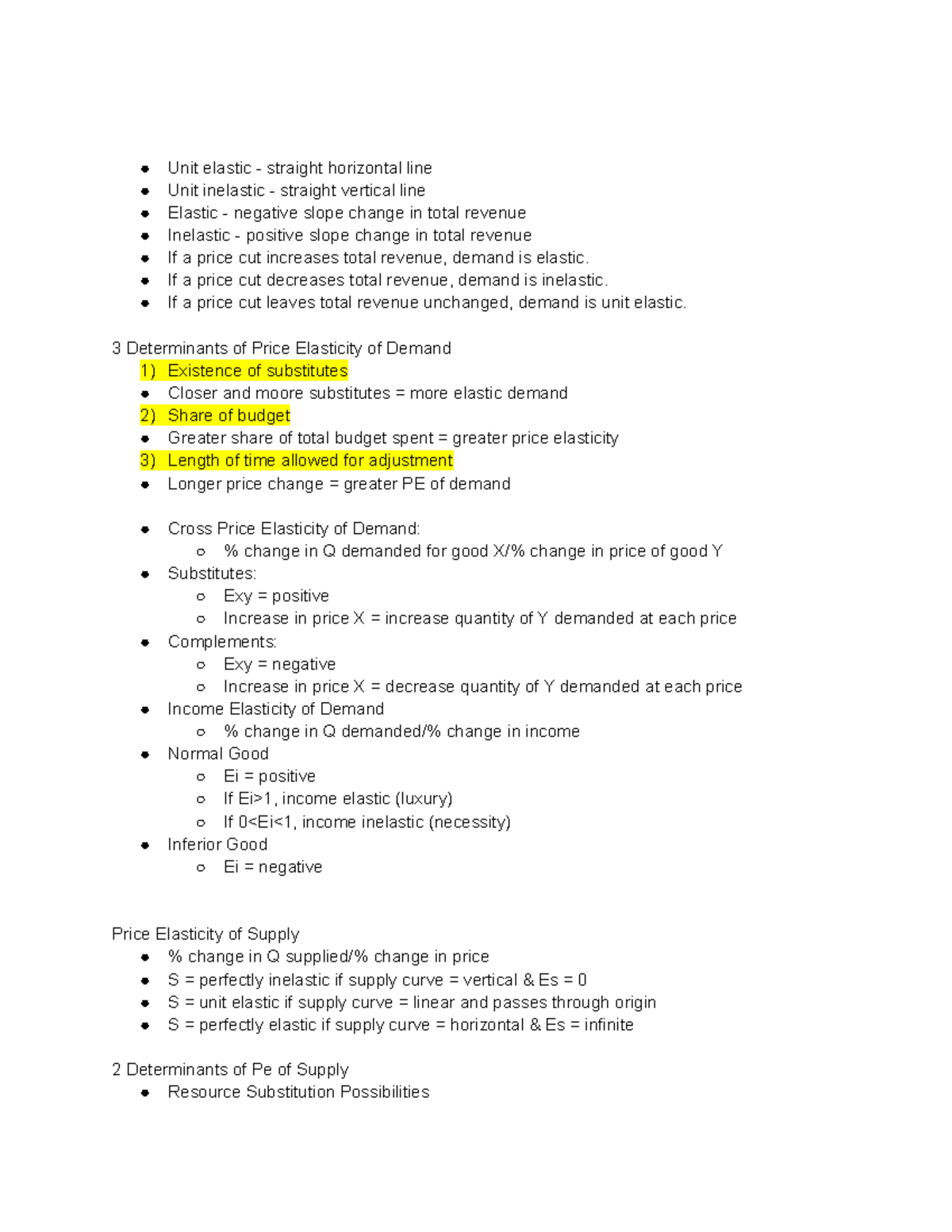 Econ Module 4 - Pinto - Unit elastic - straight horizontal line Unit ...