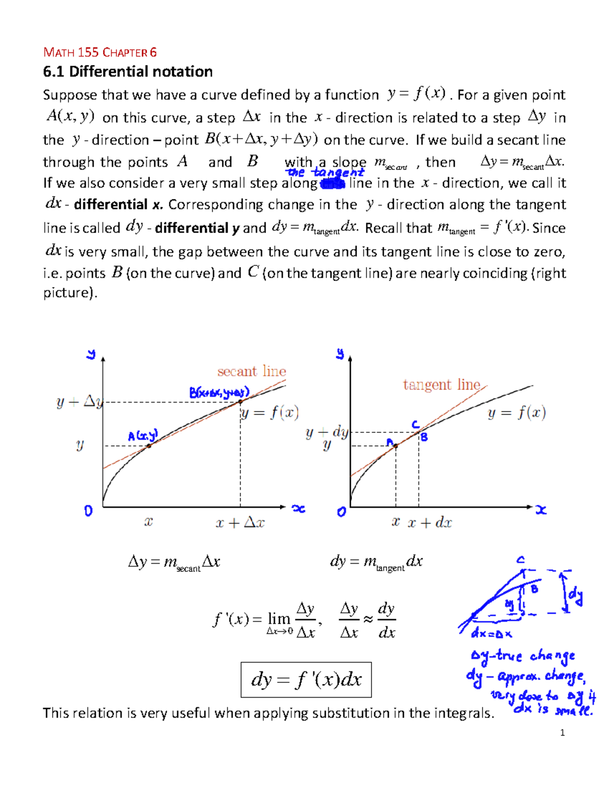 MATH 155 Section 6.1-6.2 Updated - Filled - MATH 155 CHAPTER 6 6 ...