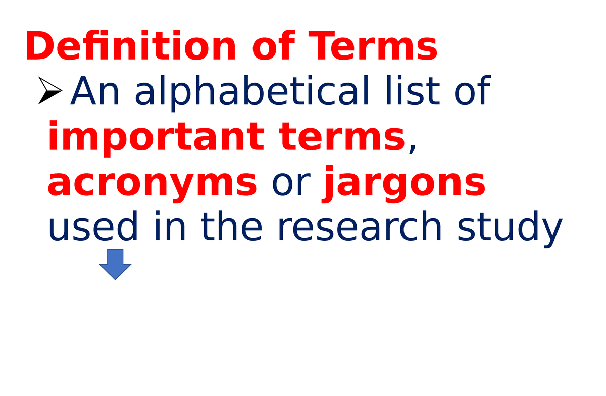 sample definition of terms in research paper