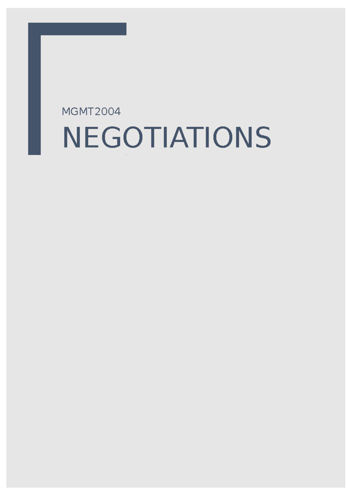 Negotiations Ob 1 - Notes - MGMT NEGOTIATIONS Negotiation 1: Knight ...