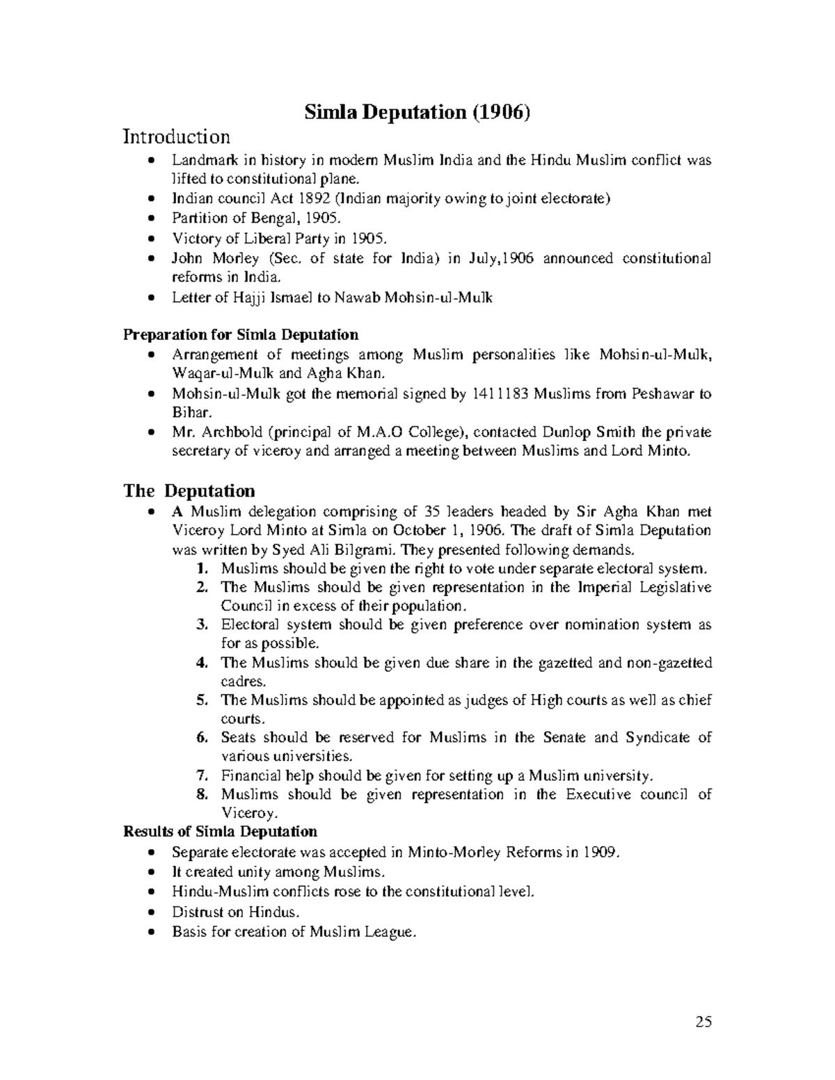 SimlaDeputation Summary Information System 25 Simla Deputation