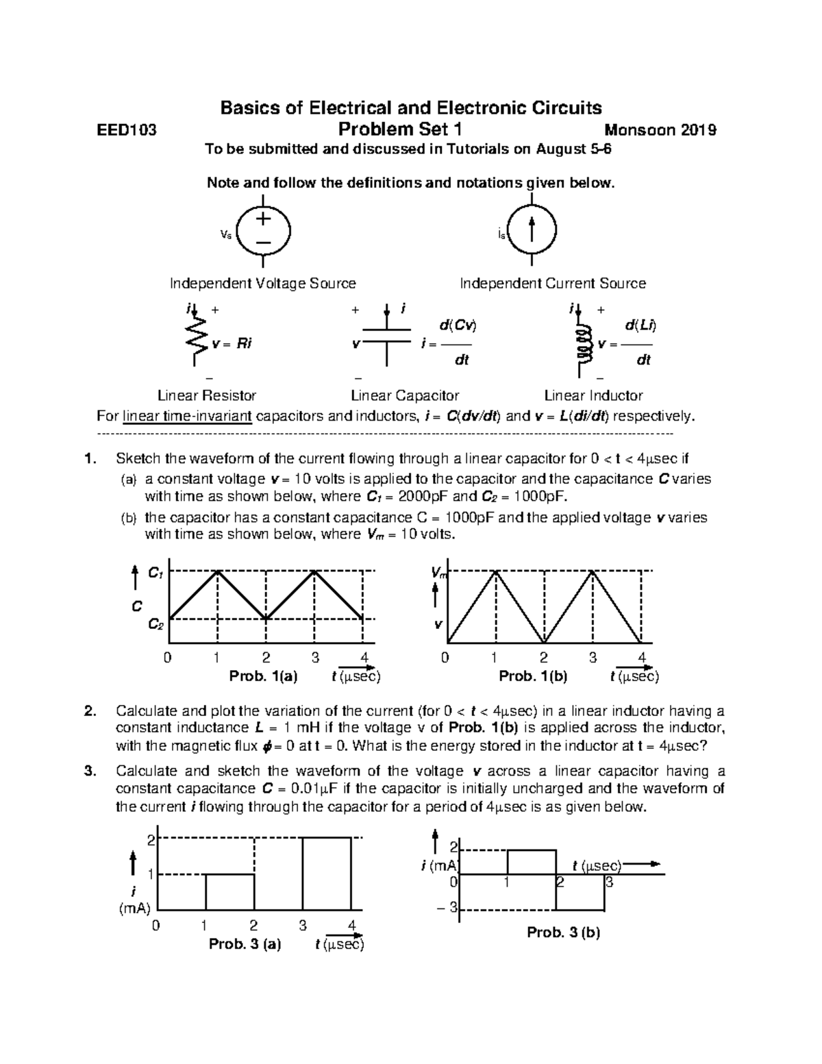 Problem Set 1(1)-1 - Lecture Notes I - Basics Of Electrical And ...