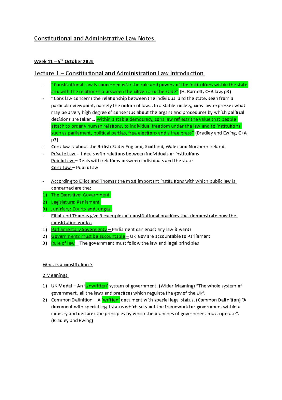 C+A LAW Notes - sssjdjd - Consituional and Administraive Law Notes Week ...
