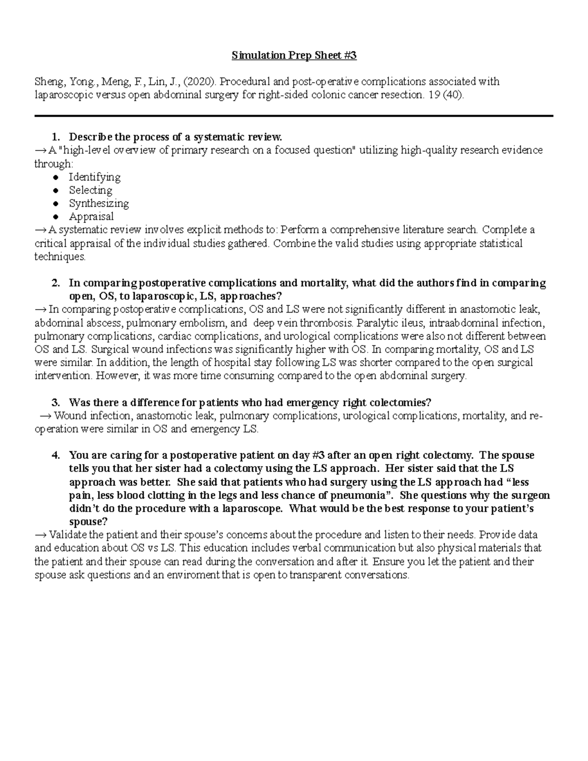 Simulation Prep Sheet - , Meng, F., Lin, J., (2020). Procedural and ...