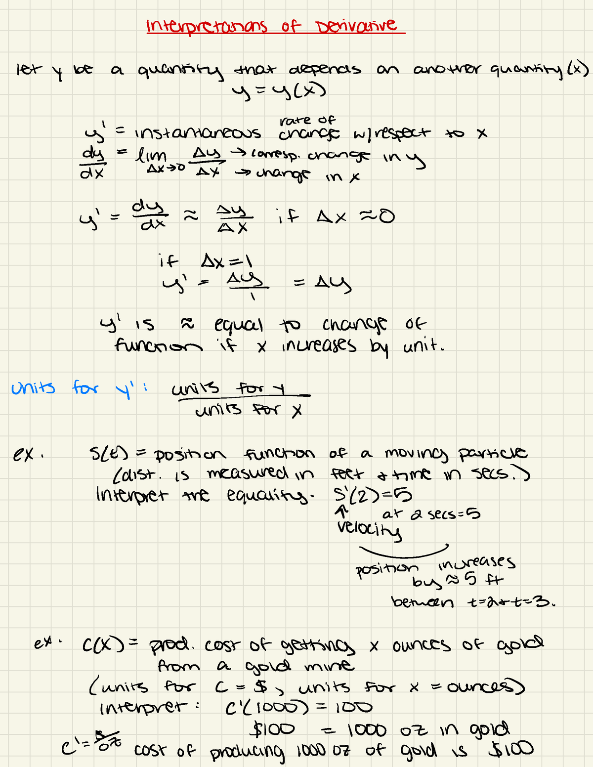 Interpretations Of Derivative - Interpretations Of Derivative Let Y Be ...