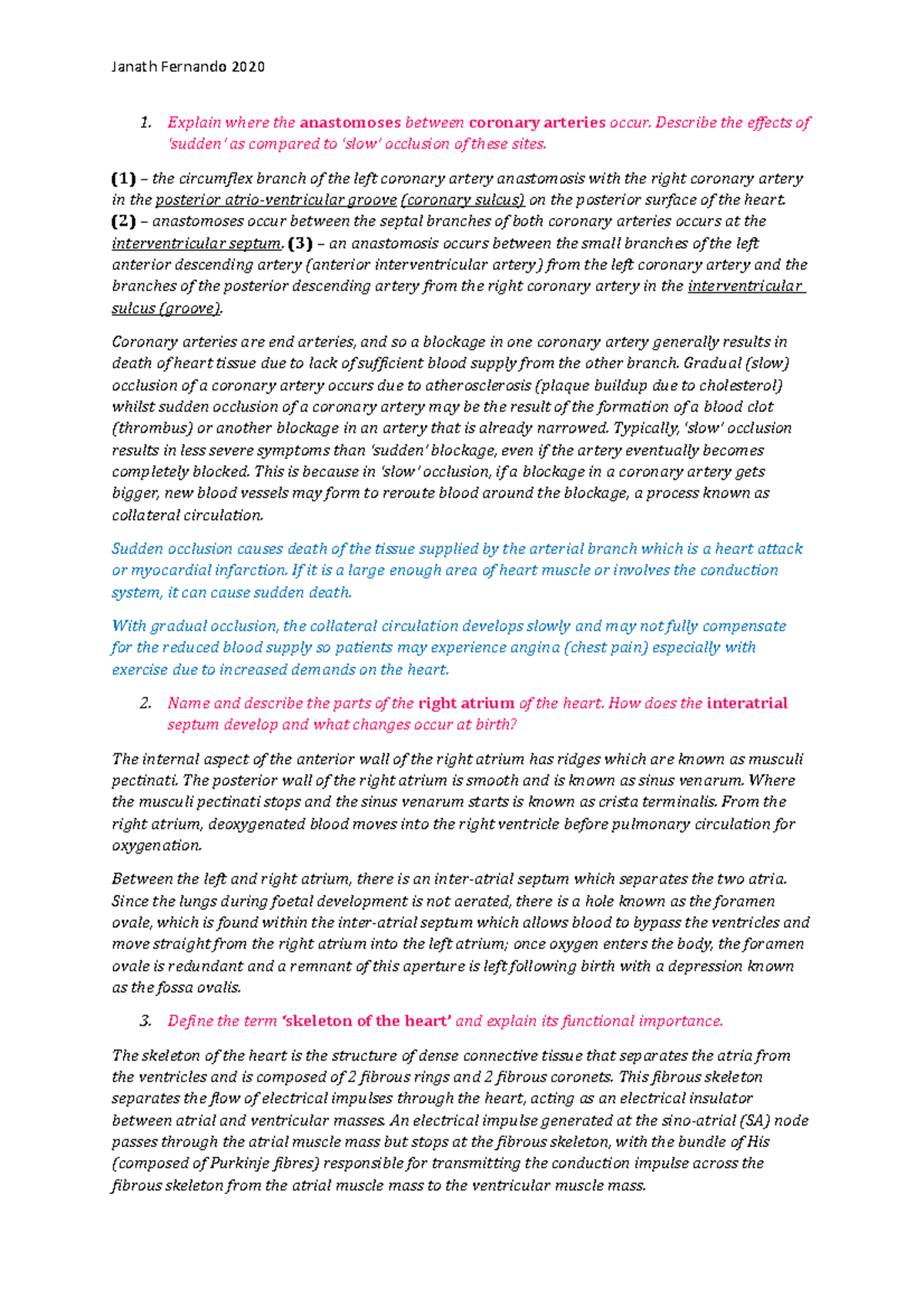 Extended exam questions and answers - ANAT20006 - Unimelb - Studocu
