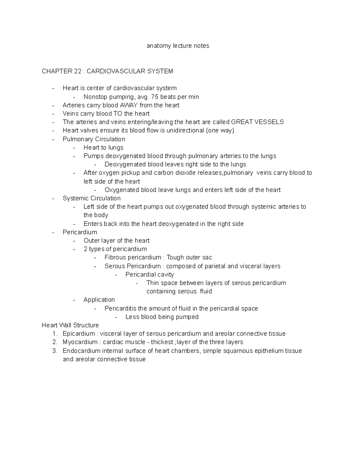 Ch 22 Anatomy Lecture Notes - Anatomy Lecture Notes CHAPTER 22 ...