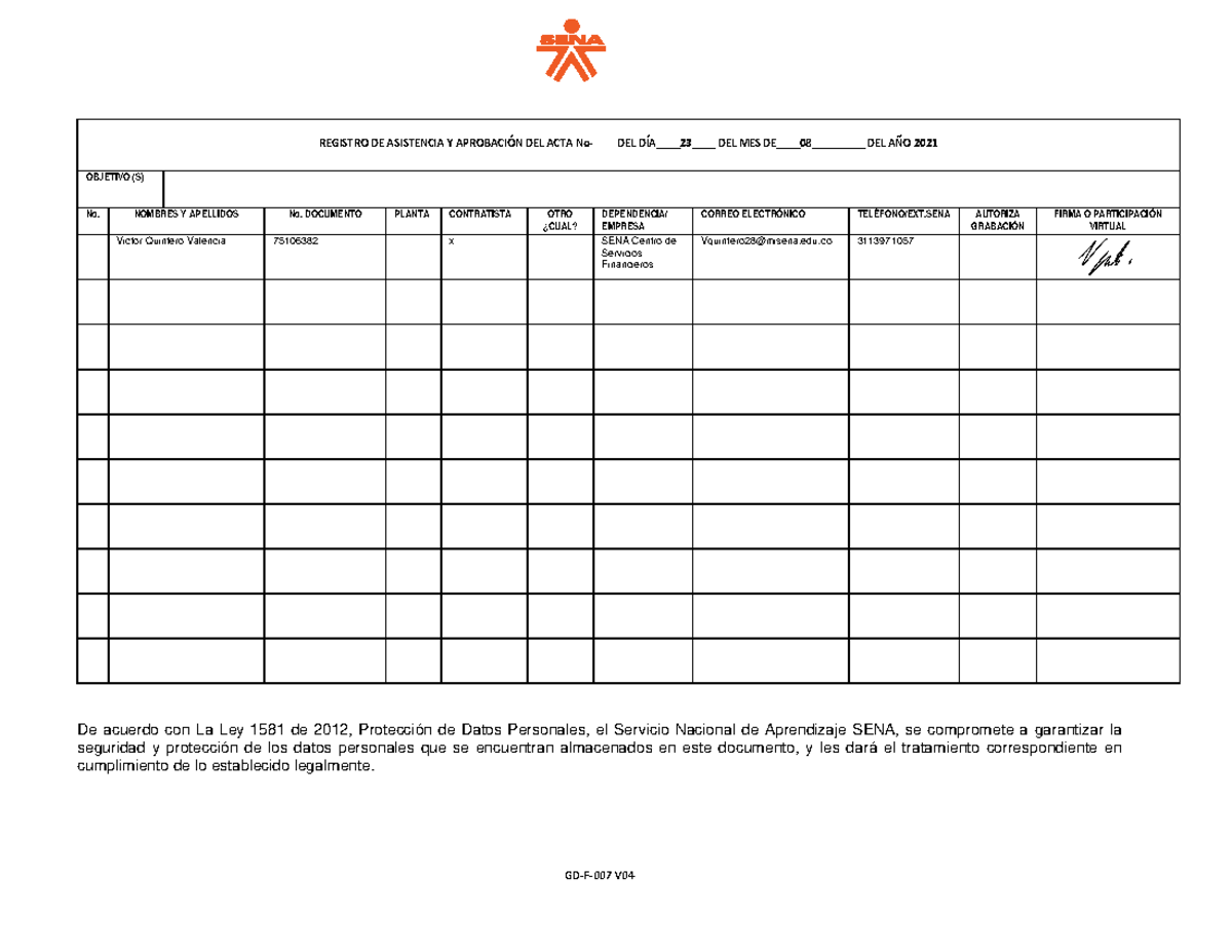 Actan Induccionn 2348736 60612517 B16a936 - De Acuerdo Con La Ley 1581 ...