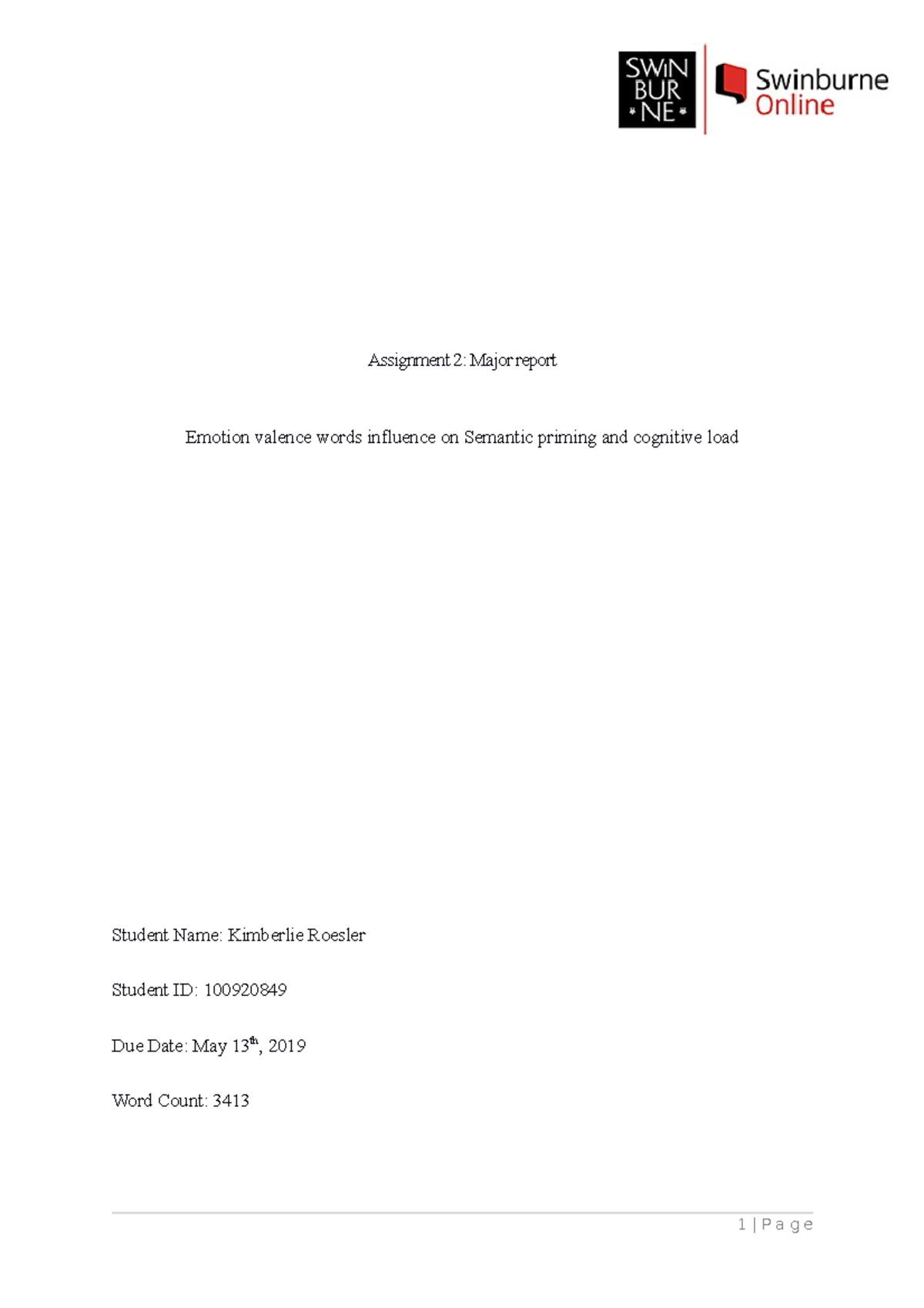 Assignment 2 Major report Final - Assignment 2: Major report Emotion ...