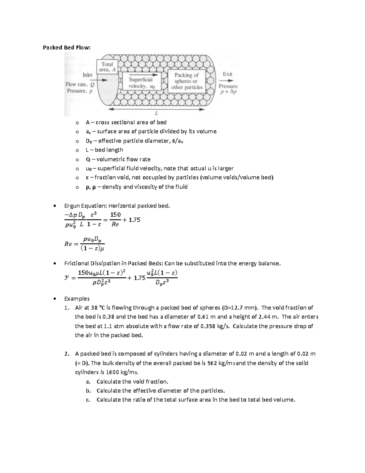 34Packed Bed Flow Packed Bed Flow o o o o o o o o A cross