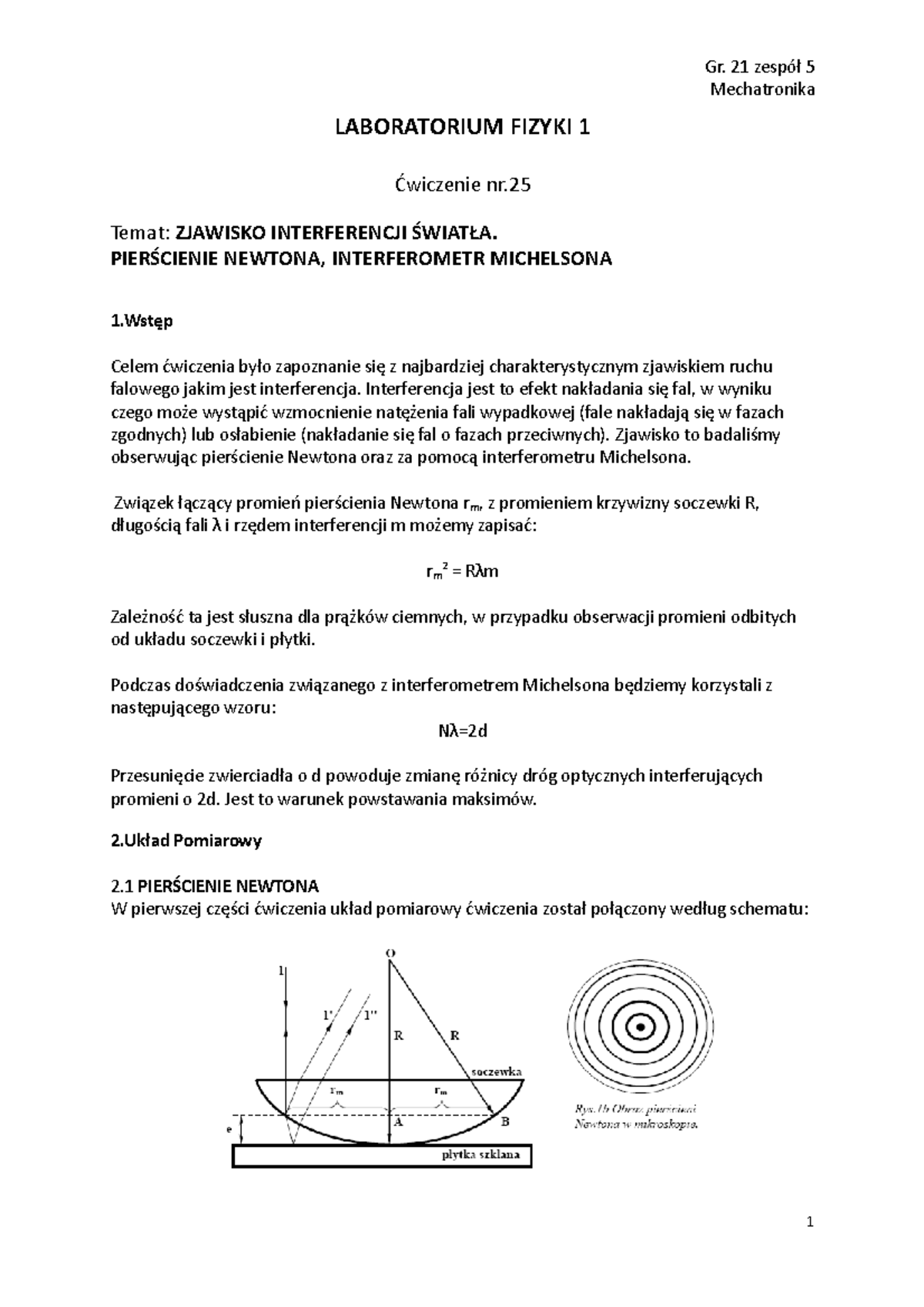 Fizyka 2 - Sprawozdanie Z ćw. 25 Laboratorium Fizyki - Mechatronika ...