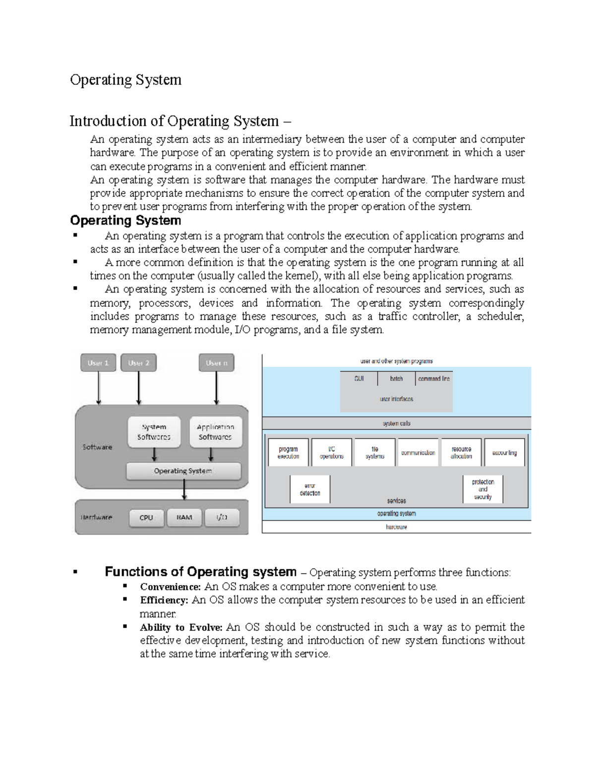 Introduction 1 - Notes - Operating System Introduction Of Operating ...