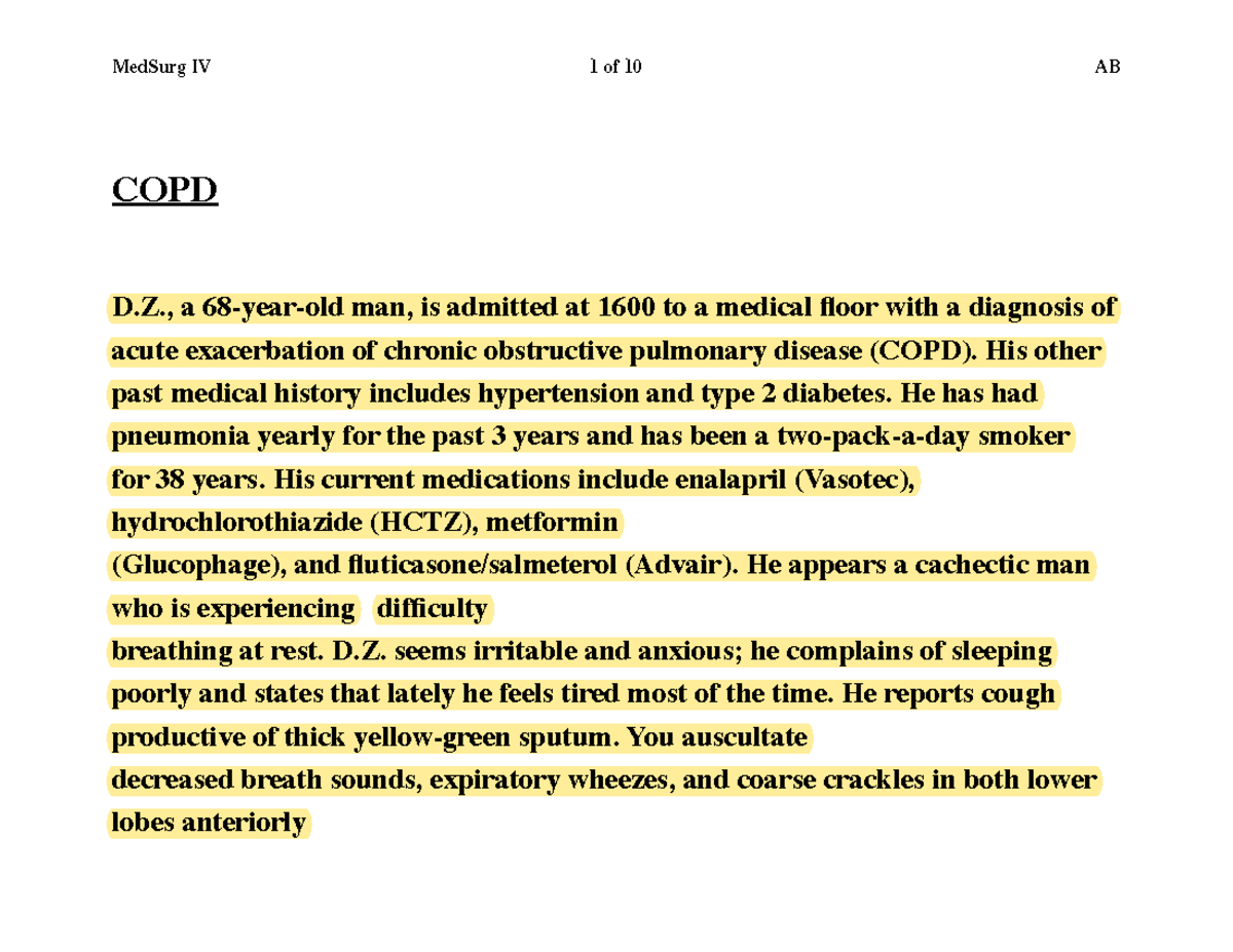 nursing case study on copd