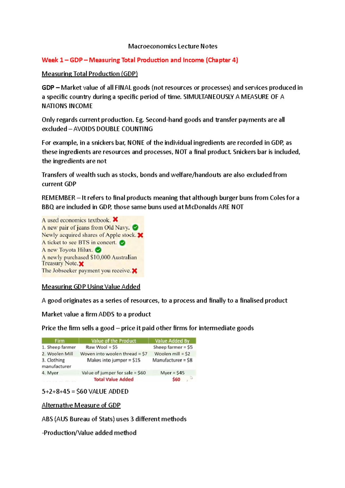 Macroeconomics Lecture Notes - SIMULTANEOUSLY A MEASURE OF A NATIONS ...