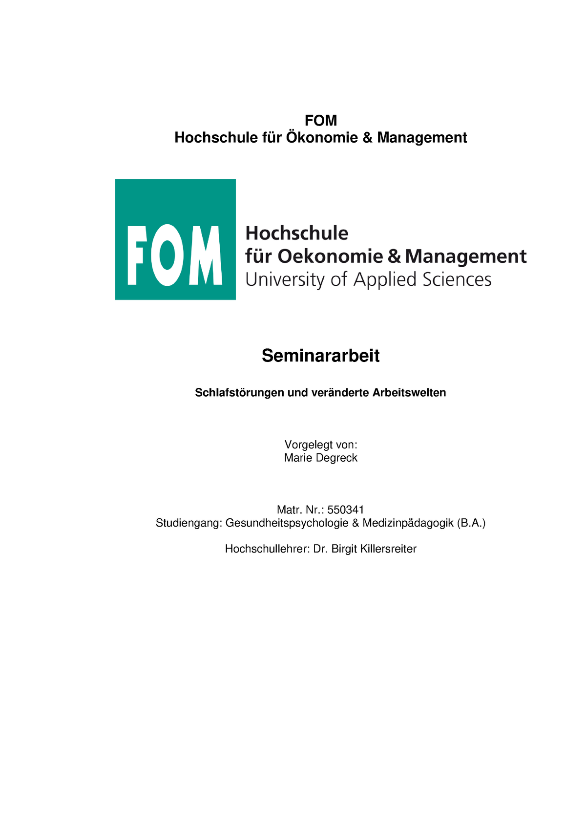 Seminararbeit Marie Degreck 550341 BGMPt SS20 Soziologie 1 - FOM ...