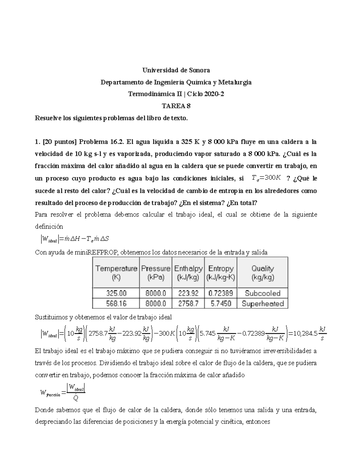 Tarea 8 Termo - Termodinámica - UNISON - Studocu