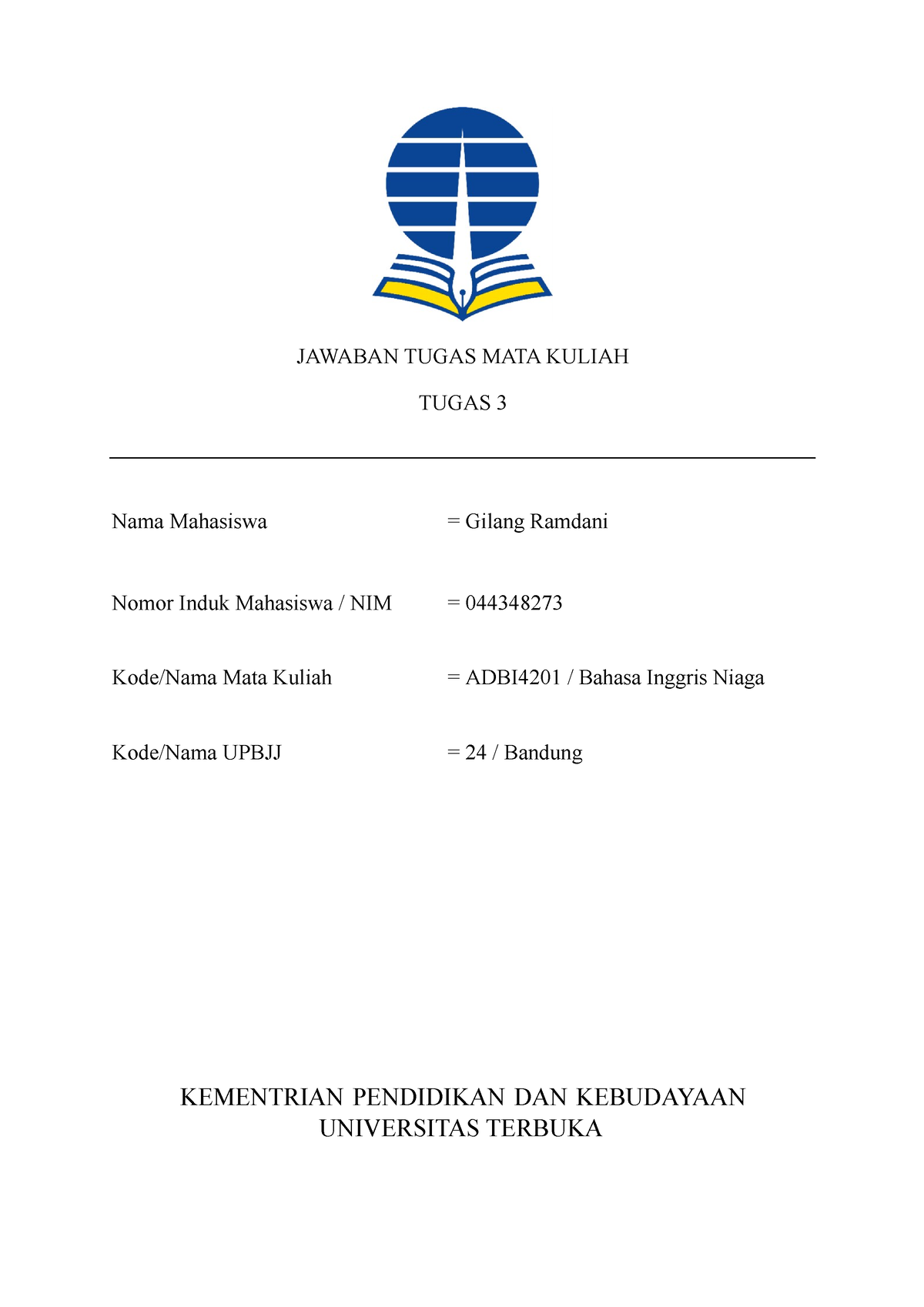 Tugas 3 Bahasa Inggris Niaga - JAWABAN TUGAS MATA KULIAH TUGAS 3 Nama ...