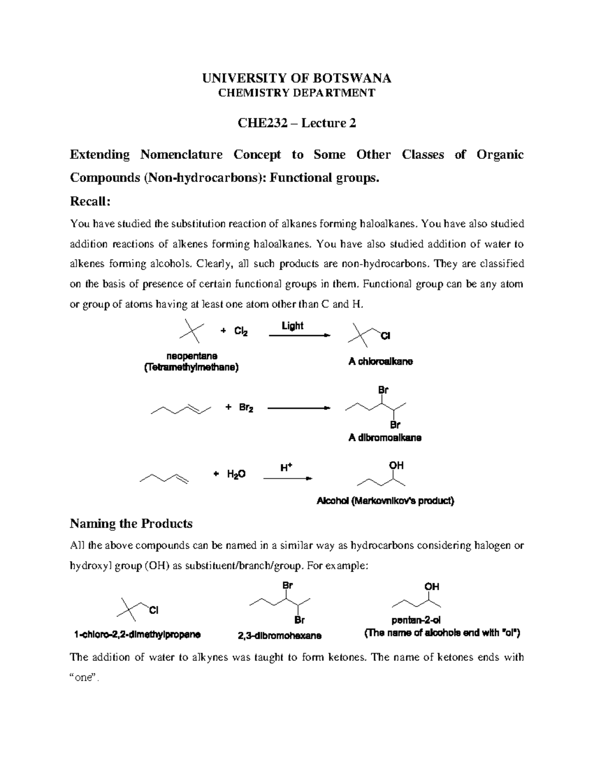 CHE232-L2 - Organic chemistry year 2 lecture 2 - UNIVERSITY OF BOTSWANA ...
